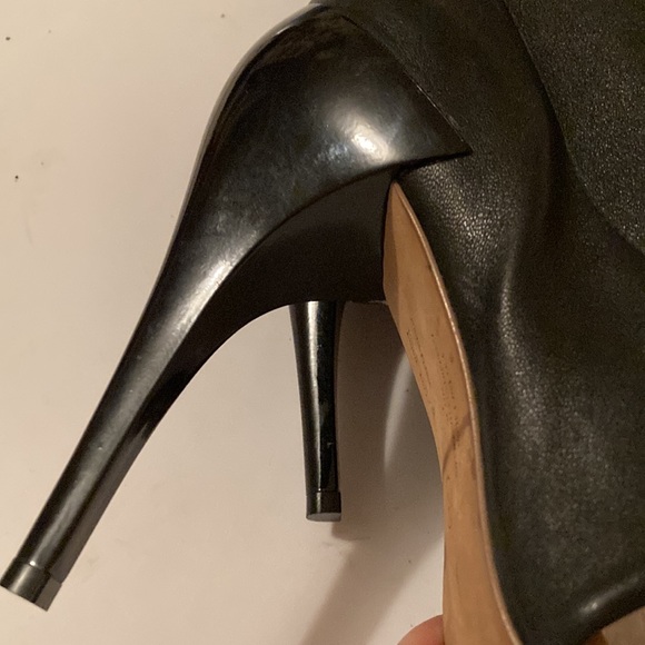 All Saints Stretch Leather Open Toe Heels Platform Booties - Picture 7 of 9